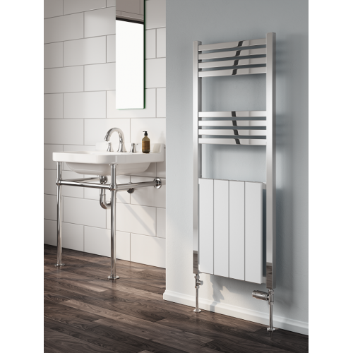 York Chrome & White Towel radiator - 1200 x 485mm - The York 