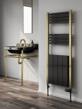 York Gold & Black Towel radiator - 1200 x 485mm