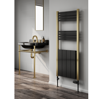 York Gold & Black Towel radiator - 1200 x 485mm