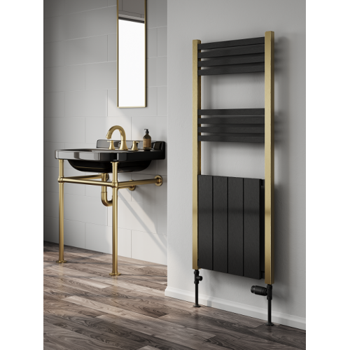 York Gold & Black Towel radiator - 1200 x 485mm - The York 