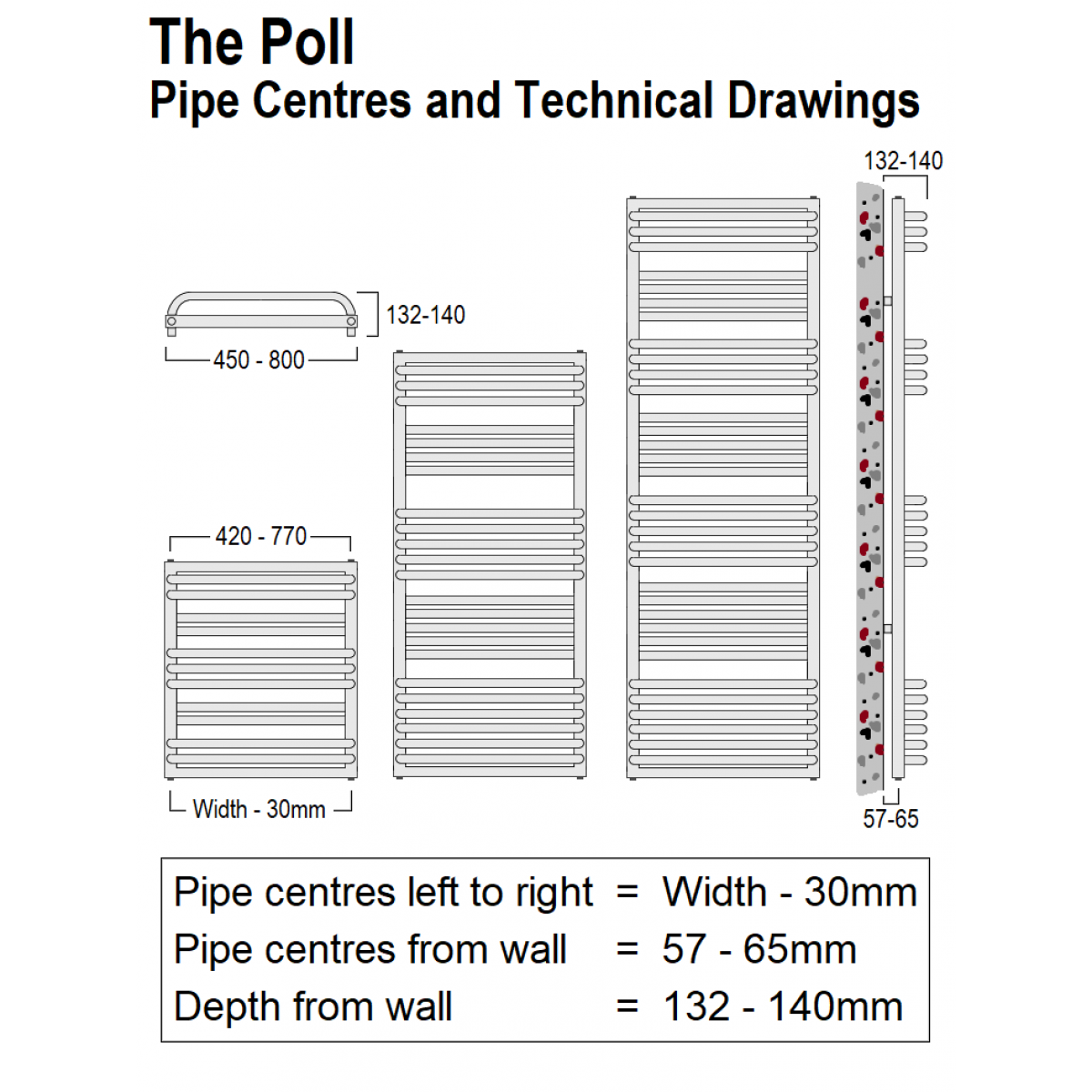 TRC Poll Towel Rail 530 x 500
