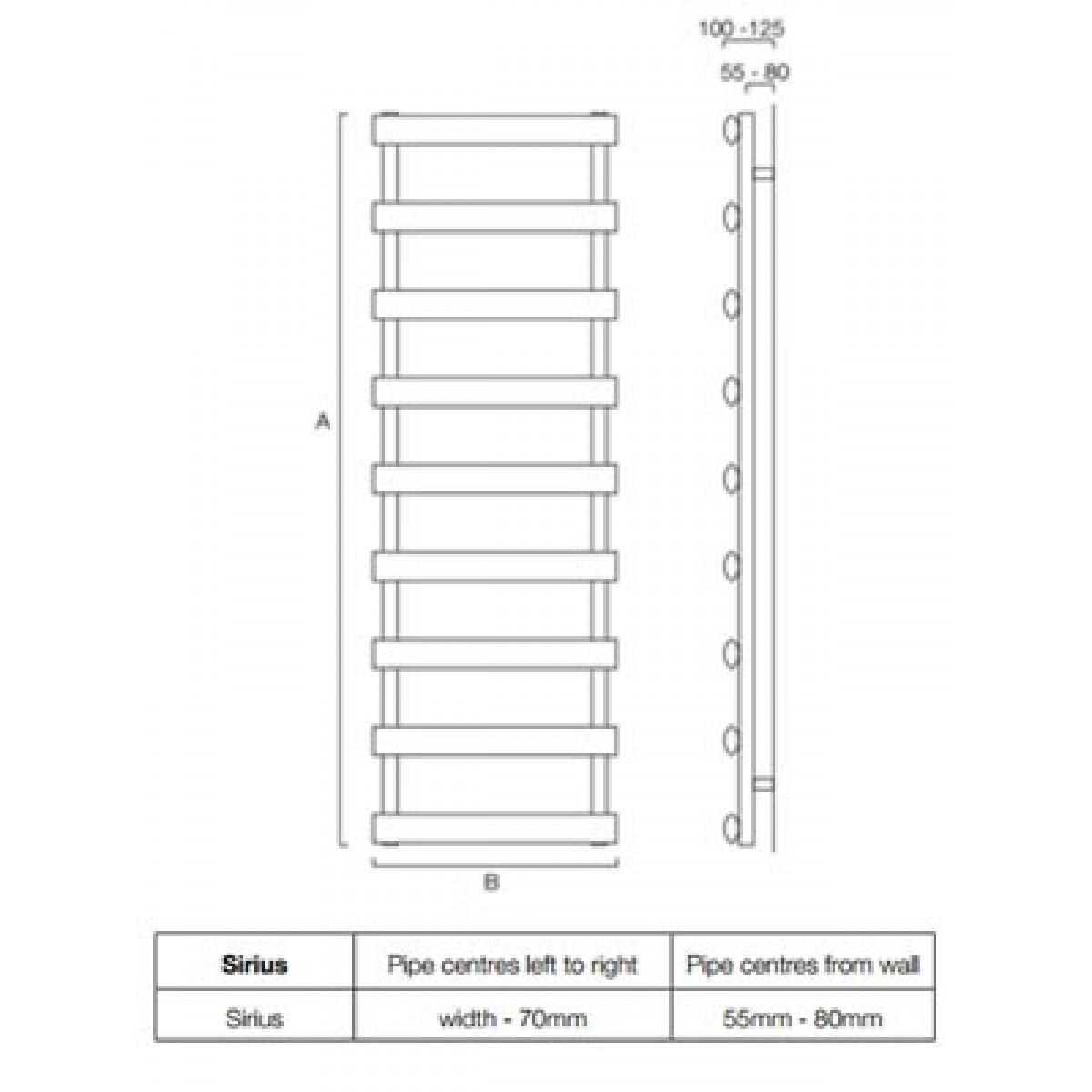 Sirius Stainless Steel Towel Rail 750mm x 500mm