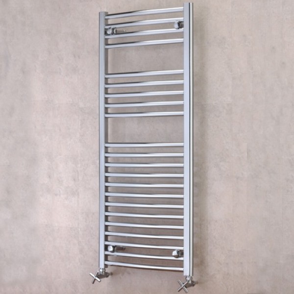 Loxley Curved Cross Tube Chrome Towel Rail (800 x 500mm)