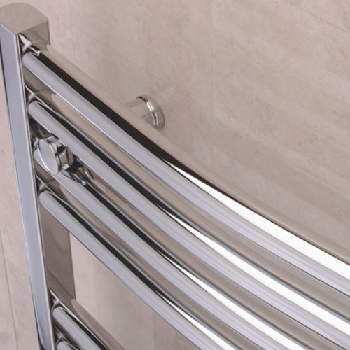 Loxley Curved Cross Tube Chrome Towel Rail (800 x 500mm)