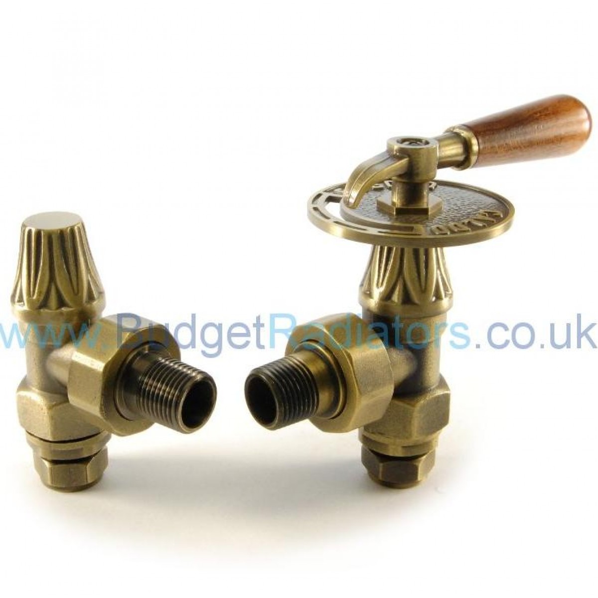 Abbey Lever Radiator Valve Set - Old English Brass