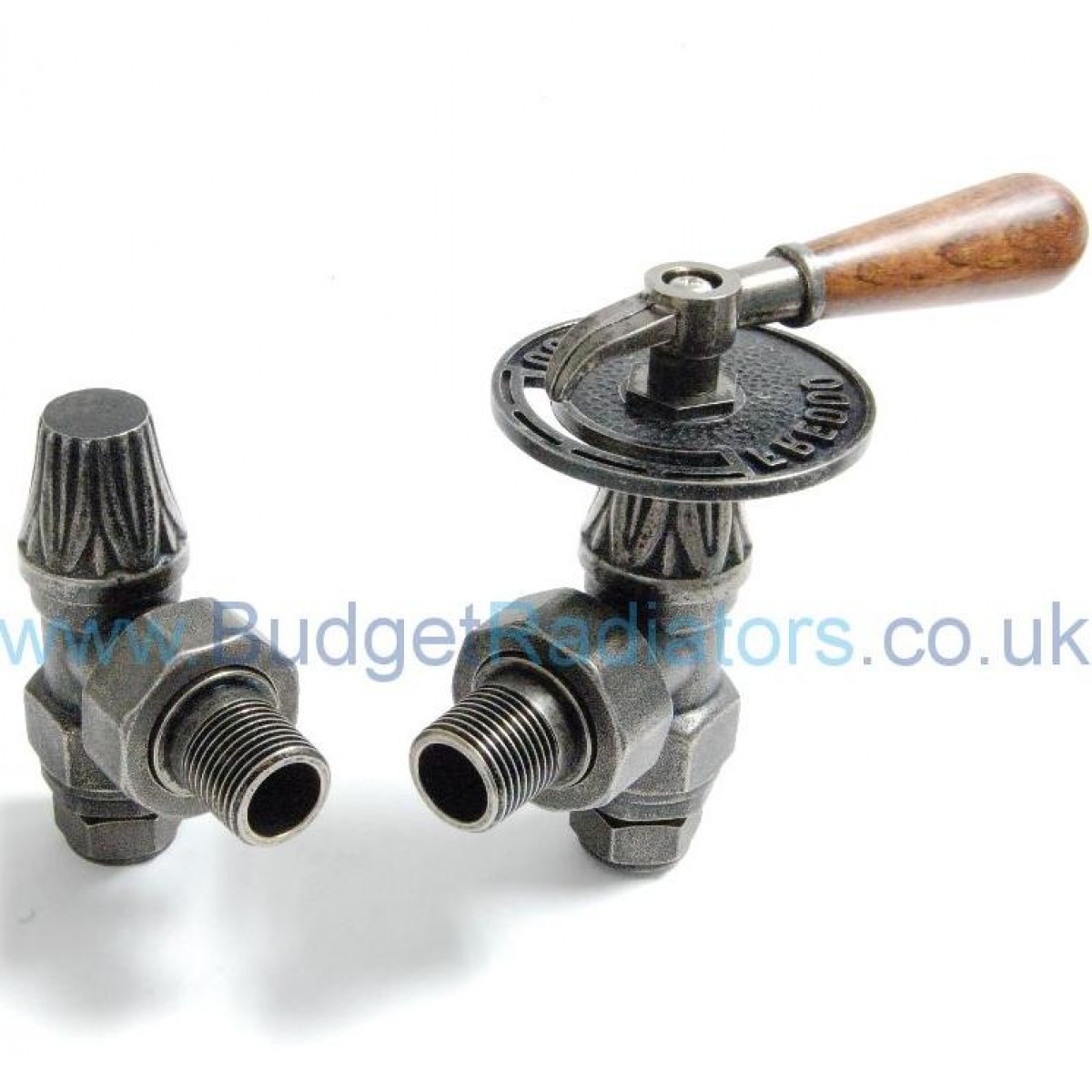 Abbey Lever Radiator Valve Set - Pewter