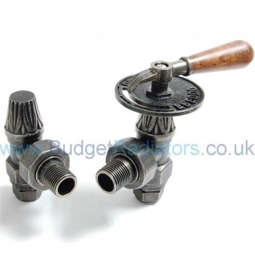 Abbey Lever Radiator Valve Set - Pewter - Valves