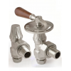 Abbey Lever Radiator Valve Set - Brushed Nickel
