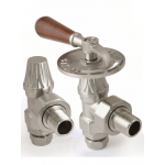 Abbey Lever Radiator Valve Set - Brushed Nickel