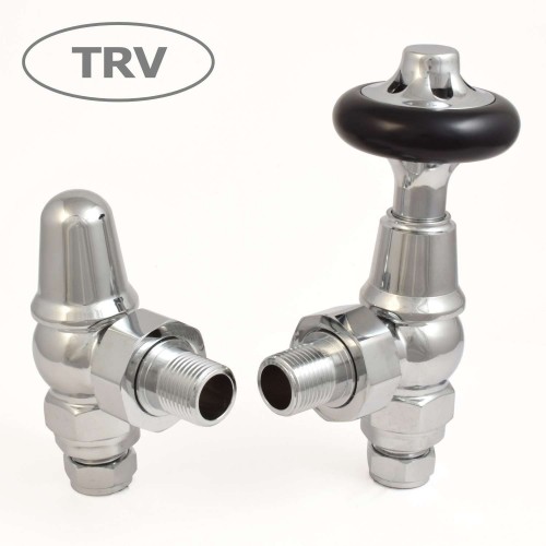 Admiral Angled Thermostatic Valve - Polished Chrome - Traditional Thermostatic Radiator Valves