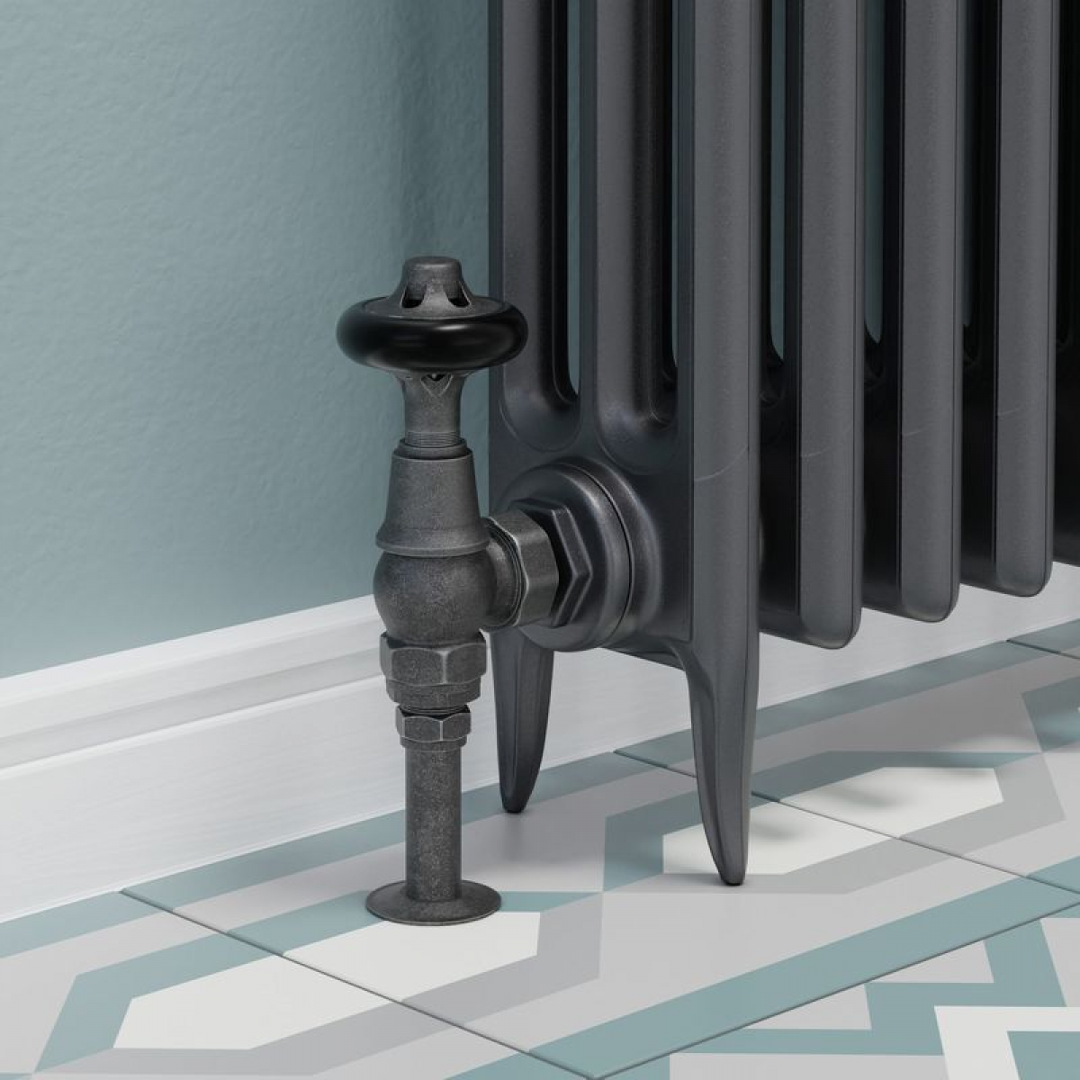 Admiral Angled Thermostatic Valve  - Pewter Finish