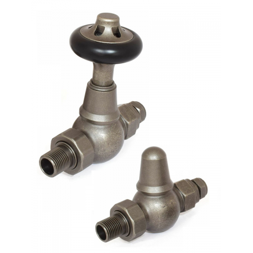 Admiral Straight Thermostatic Valve - Pewter Finish - Traditional Thermostatic Radiator Valves