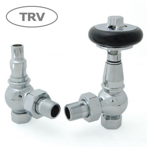 Amberley TRV, Angled - Chrome - Traditional Thermostatic Radiator Valves