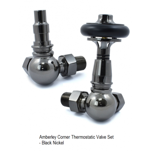 Amberley TRV, Corner - Black Nickel - Traditional Thermostatic Radiator Valves