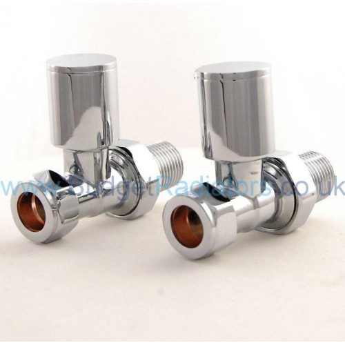 Apex Straight Wheel-head & Lock-shield Set - Chrome - Modern Manual Radiator Valves