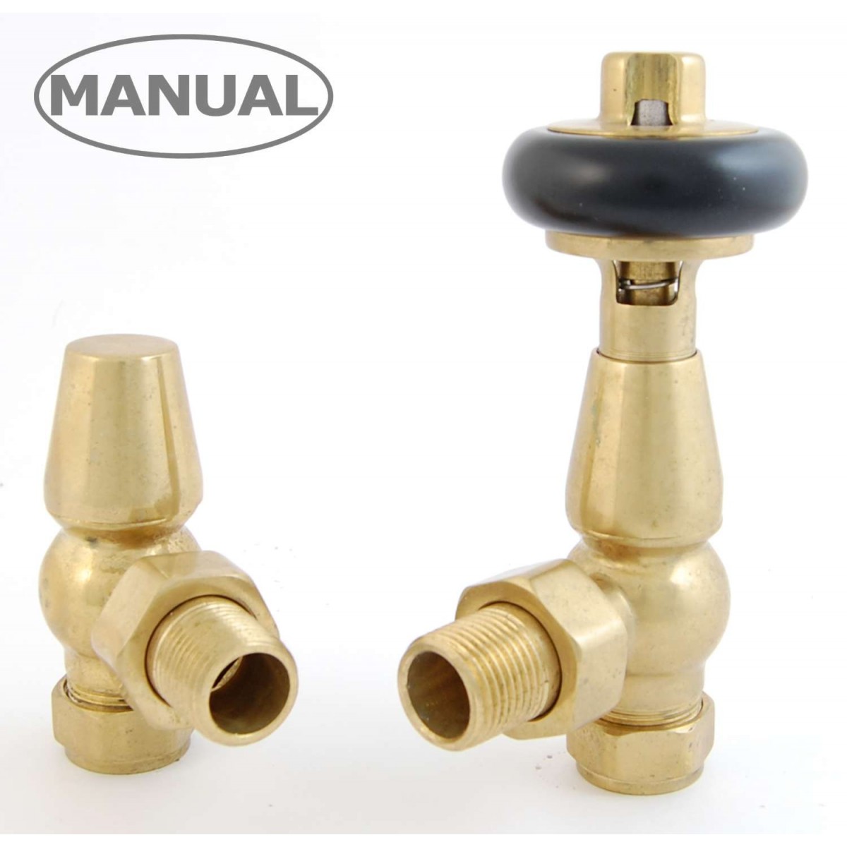 Belgravia Angled Manual Valve Set - Un-Lacquered Brass