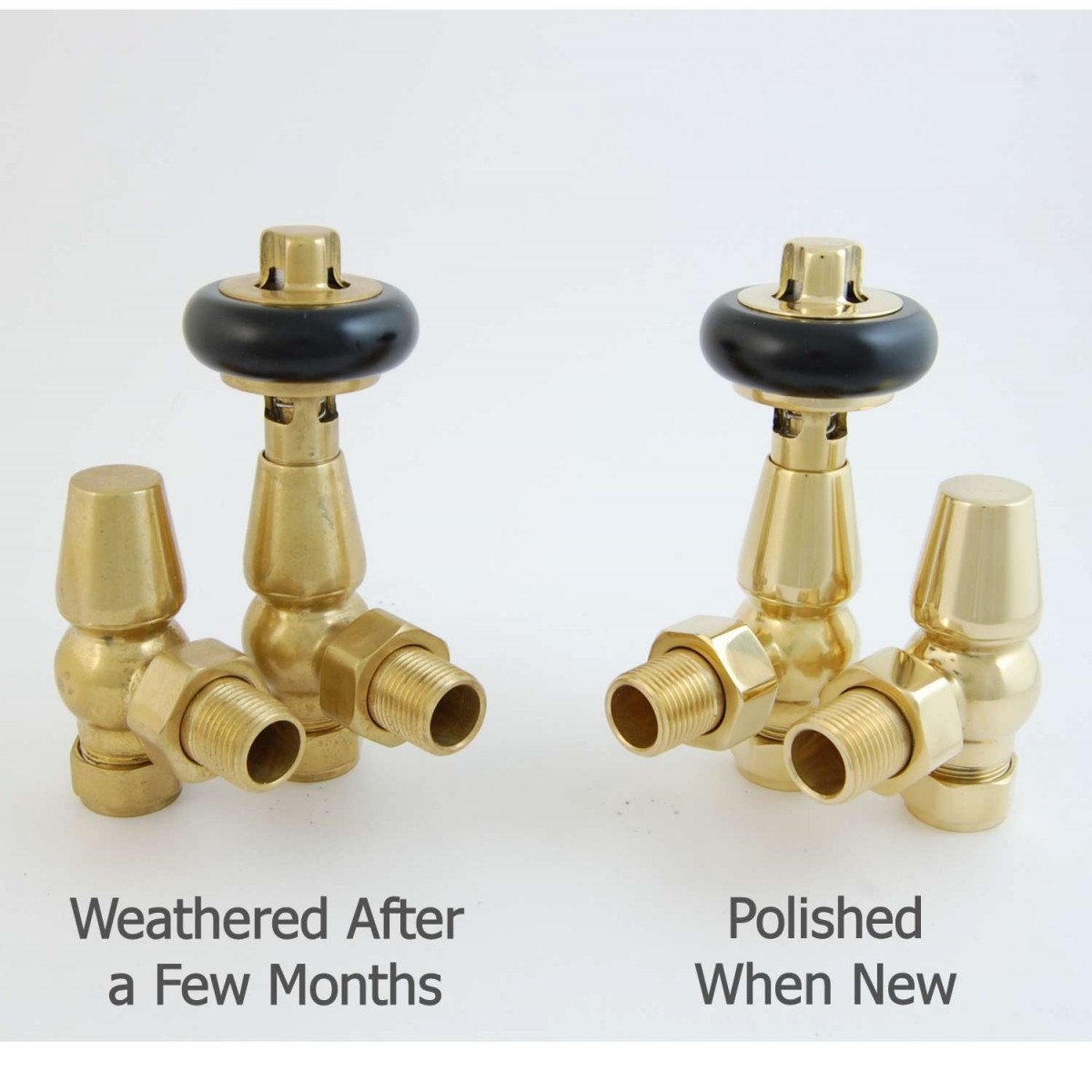 Belgravia Angled Manual Valve Set - Un-Lacquered Brass