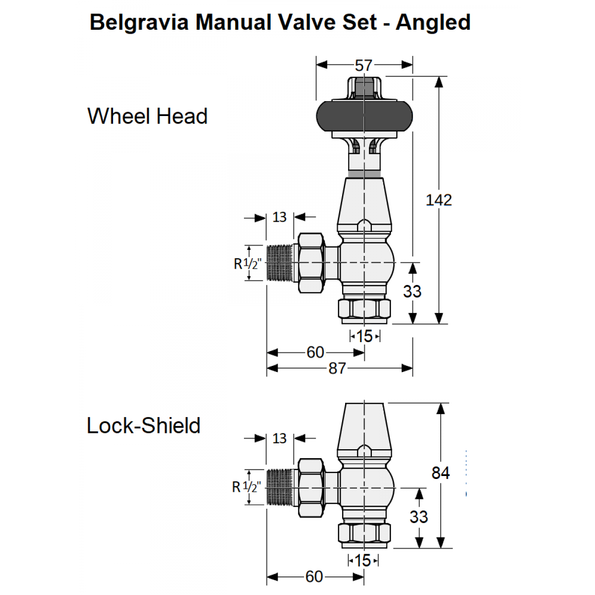 Belgravia Angled Manual Valve Set - Chrome