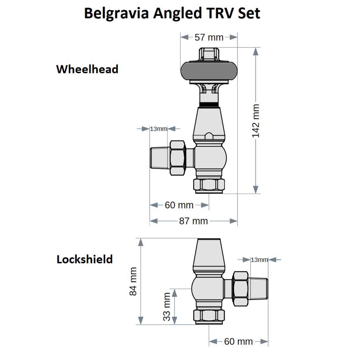 Belgravia Angled Thermostatic Valve Set - Old English Brass