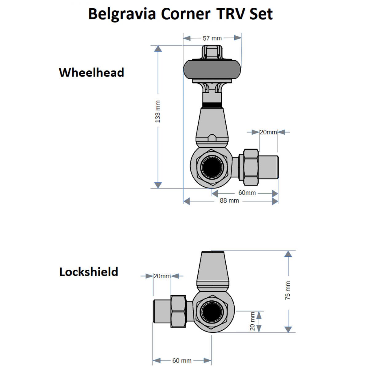 Belgravia Corner Thermostatic Valve Set - Antique Copper