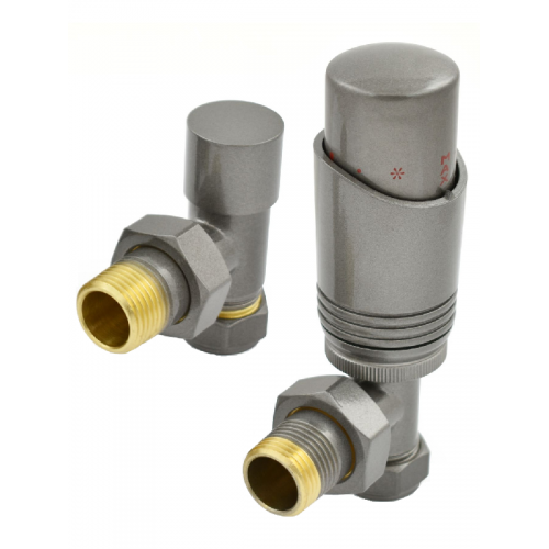 Delta Angled TRV - Metallic Grey - Modern Thermostatic Radiator Valves