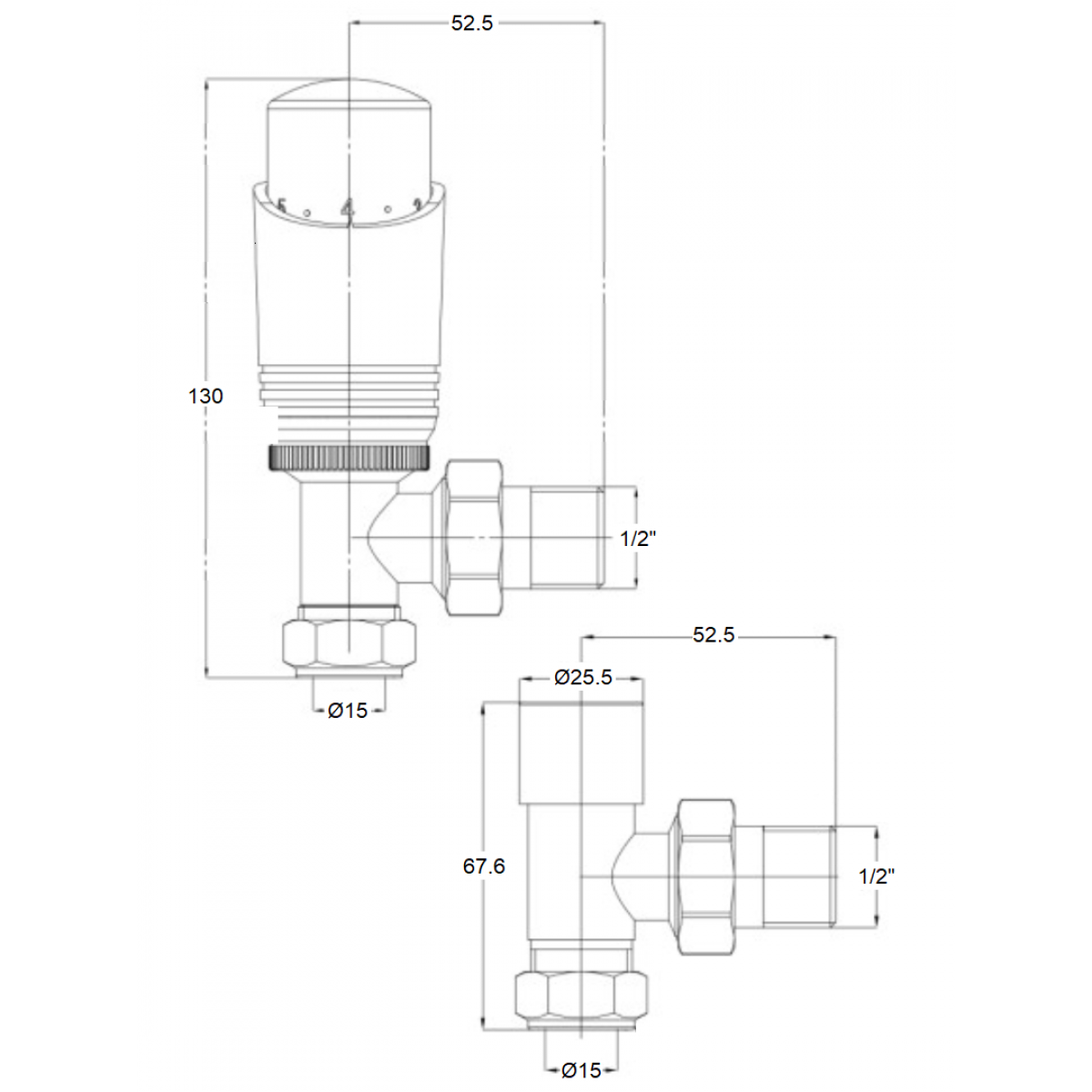 Delta Angled TRV - Brushed Nickel