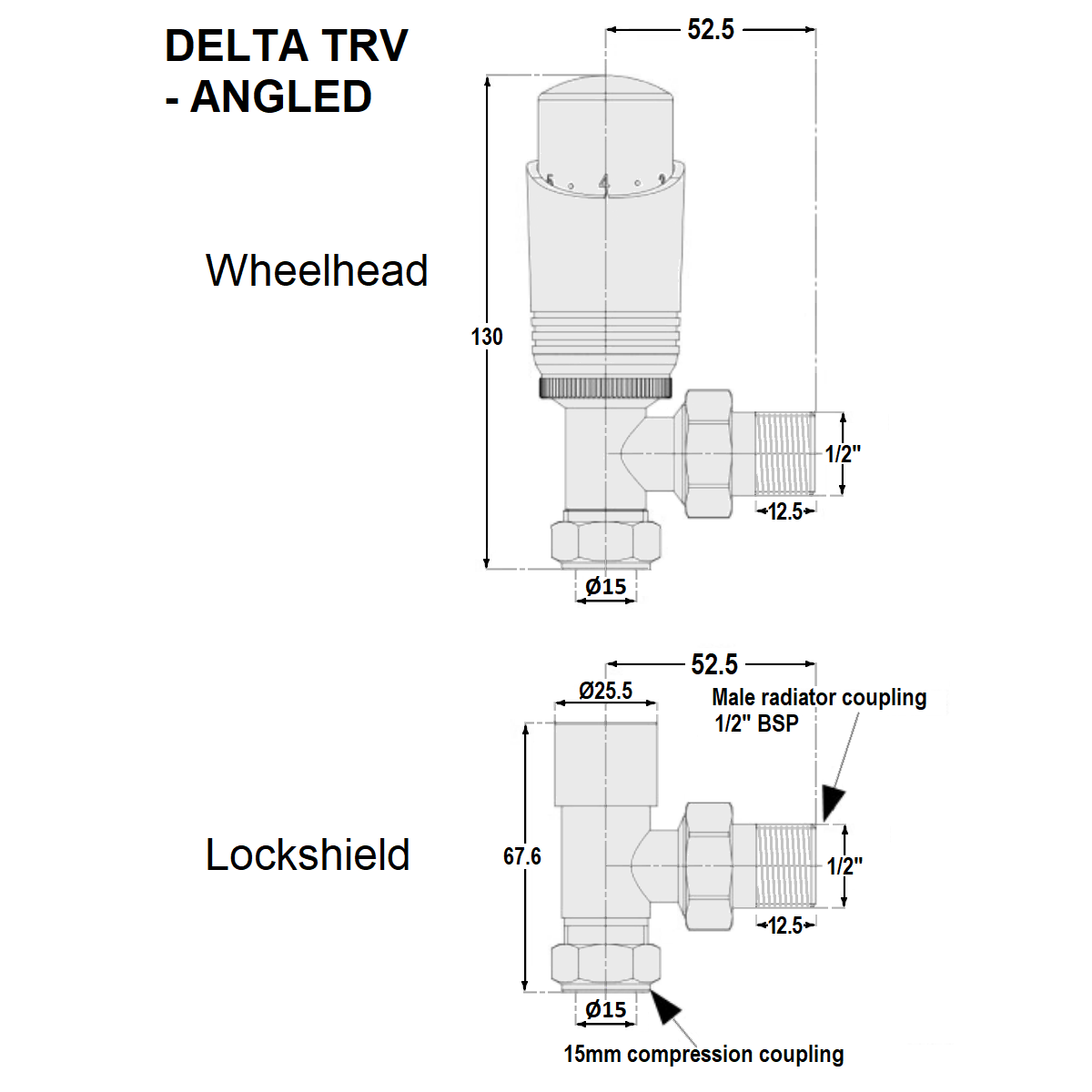 Delta Angled TRV - Chrome
