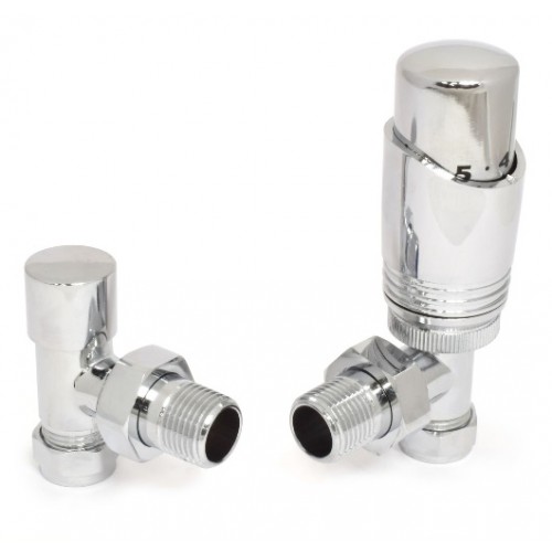 Delta Angled TRV - Chrome - Modern Thermostatic Radiator Valves