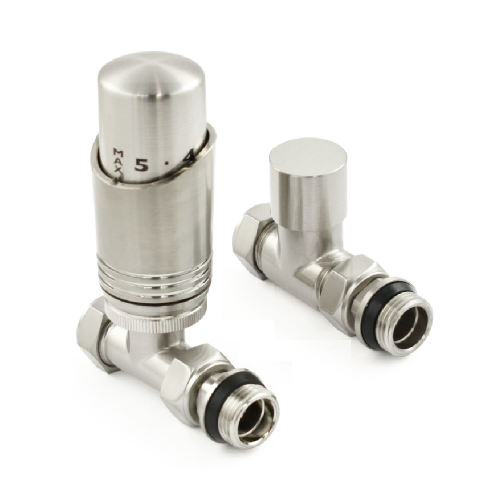Delta Straight TRV - Brushed Nickel - Modern Thermostatic Radiator Valves