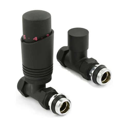 Delta Straight TRV - Textured Black - Modern Thermostatic Radiator Valves