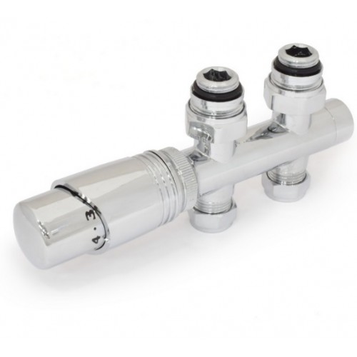 Delta Twin Straight TRV - Chrome - Modern Thermostatic Radiator Valves