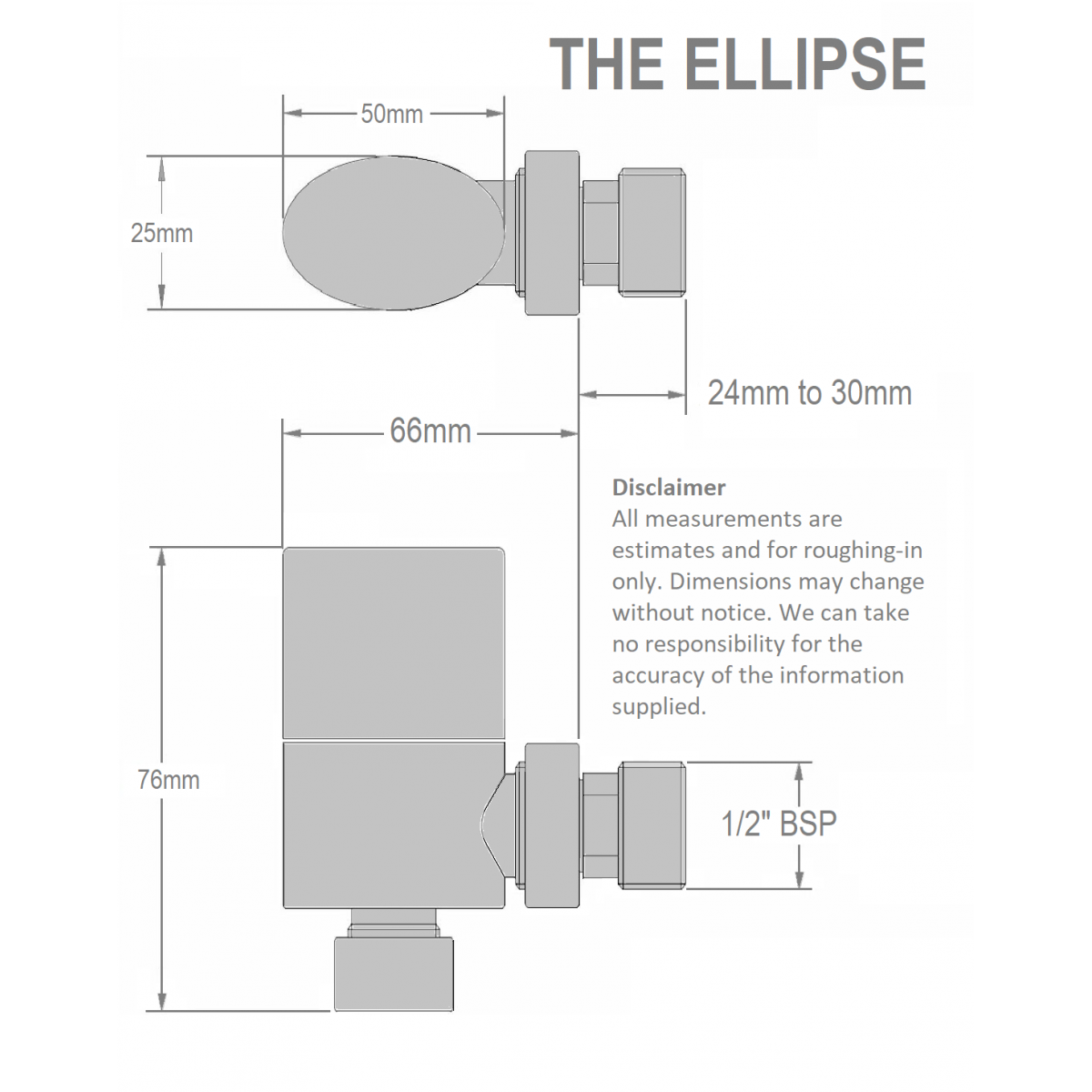 Ellipse Angled Manual Valve - Satin Nickel