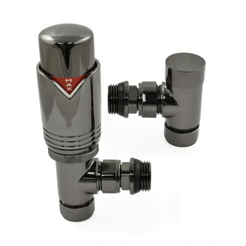 Grosvenor Angled Thermostatic Valve Set - Black Nickel - Grosvenor TRV Range