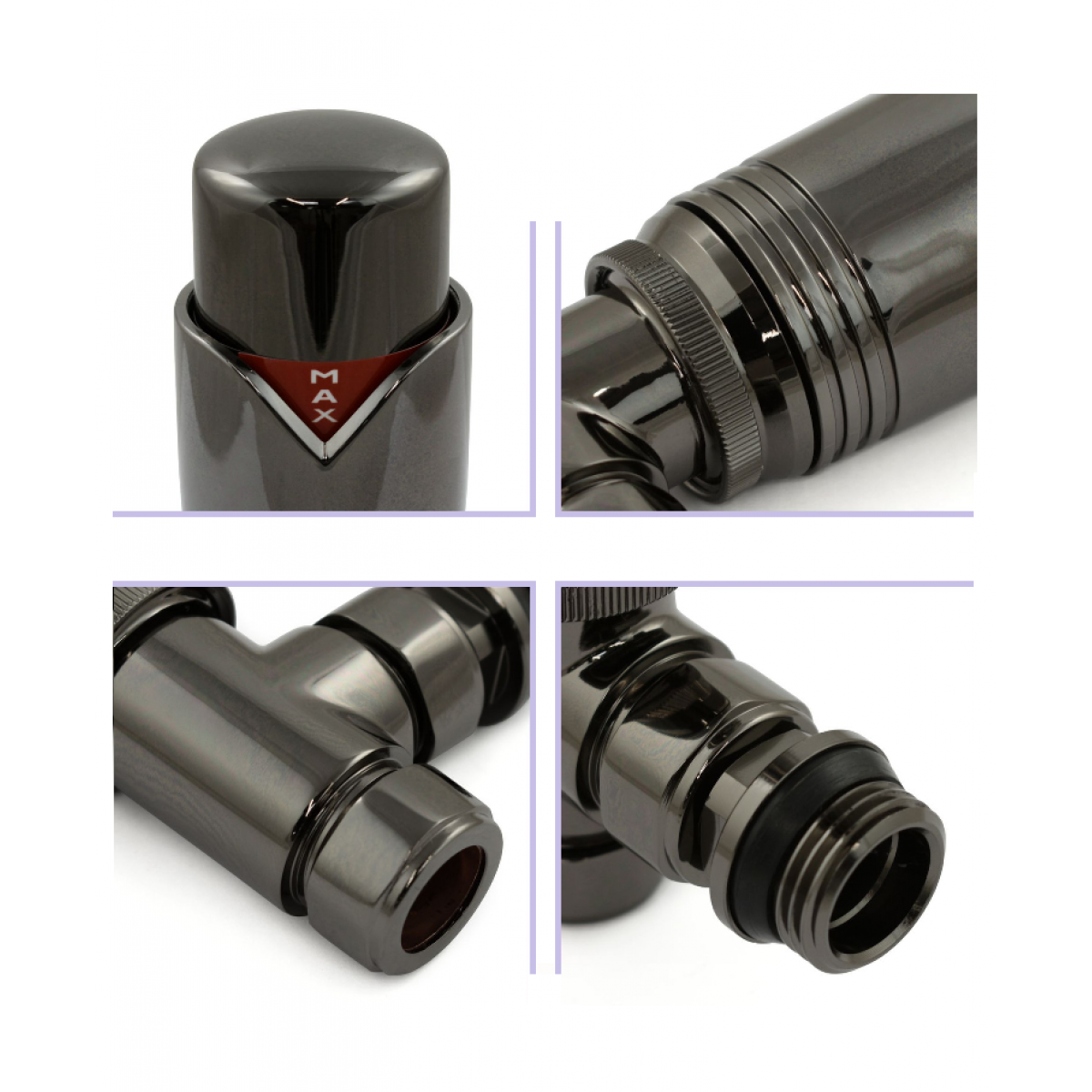 Grosvenor Angled Thermostatic Valve Set - Black Nickel