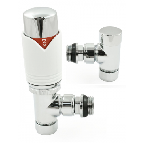 Grosvenor Angled Thermostatic Valve - White & Chrome - Grosvenor TRV Range