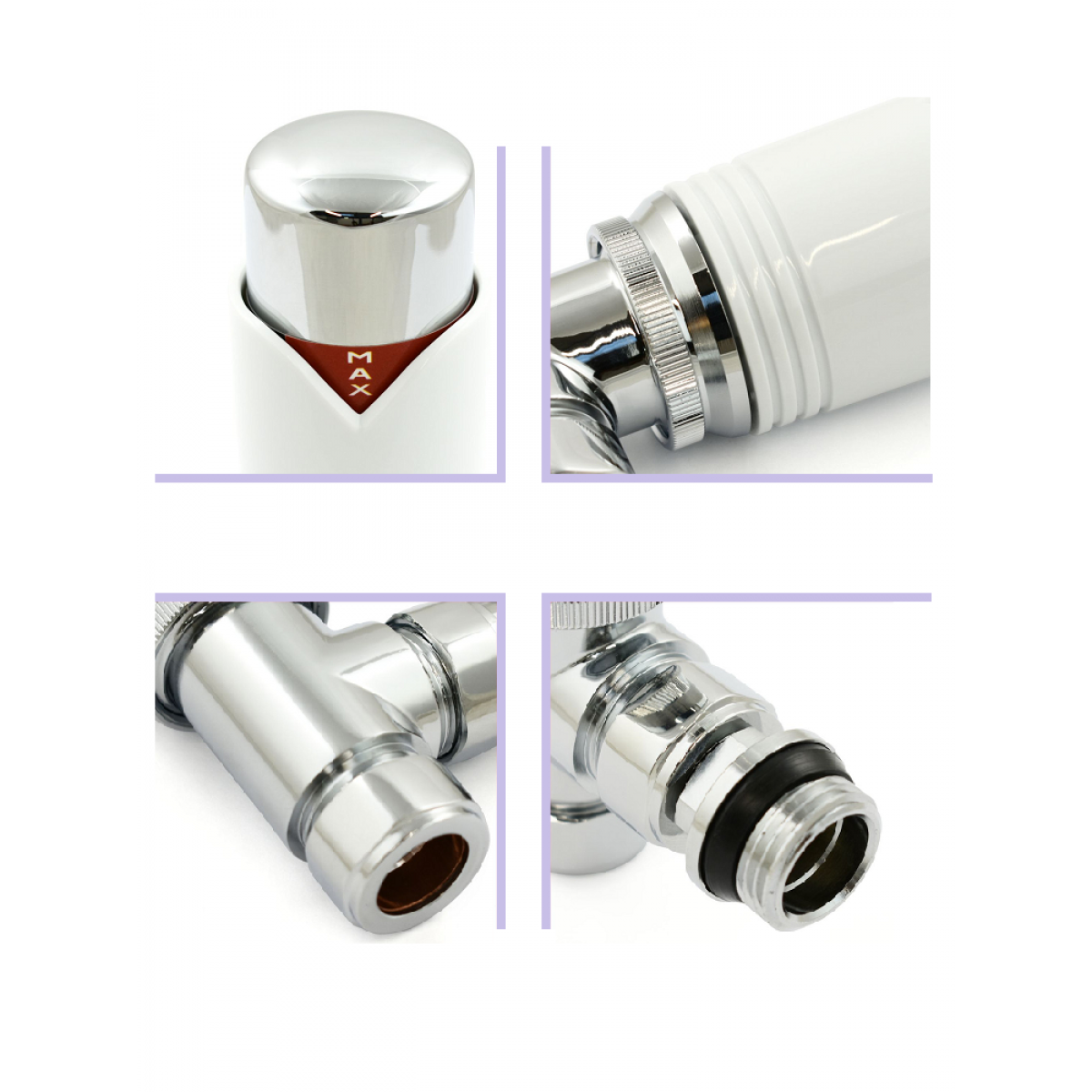 Grosvenor Angled Thermostatic Valve - White & Chrome