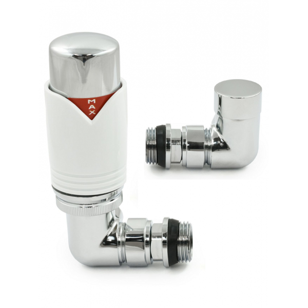 Grosvenor Corner Thermostatic Valve - White & Chrome Grosvenor Corner Thermostatic Valve - White & Chrome