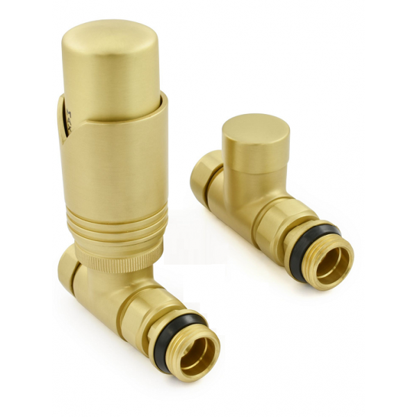 Grosvenor Straight Thermostatic Valve Set - Brushed Brass