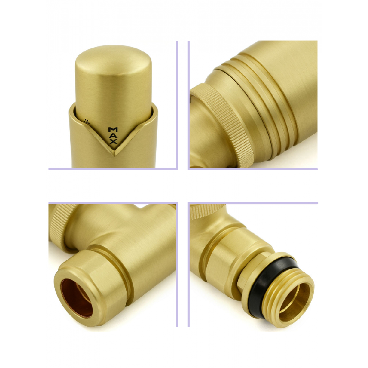 Grosvenor Straight Thermostatic Valve Set - Brushed Brass