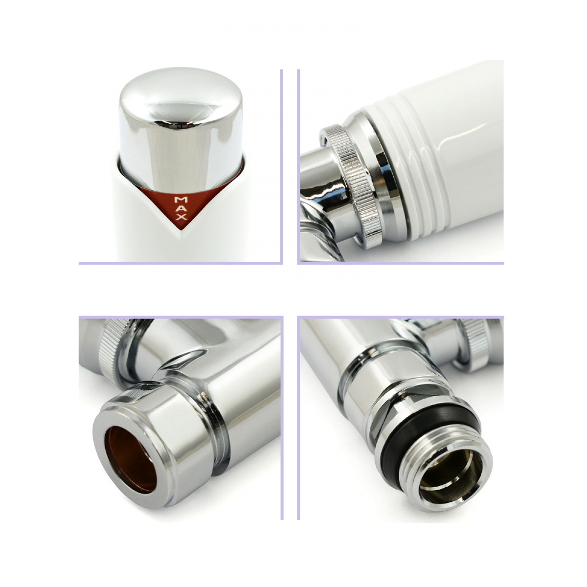 Grosvenor Straight Thermostatic Valve - White & Chrome