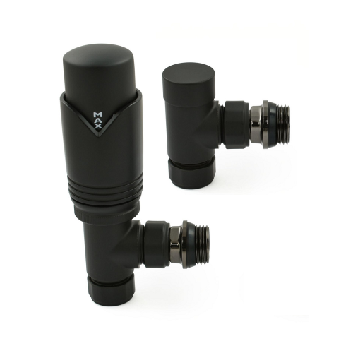 Grosvenor Angled Thermostatic Valve Set - Satin Black - Grosvenor TRV Range