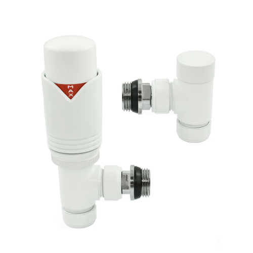 Grosvenor Angled Thermostatic Valve Set - All White - Grosvenor TRV Range