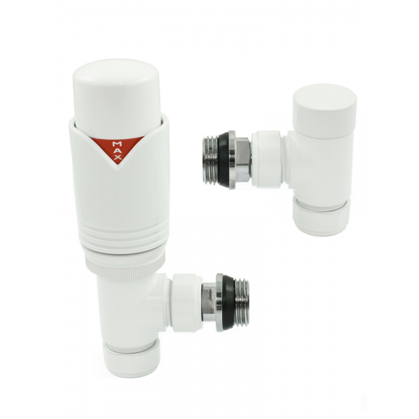 Grosvenor Angled Thermostatic Valve Set - All White Grosvenor Angled Thermostatic Valve Set - All White