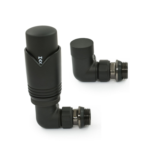 Grosvenor Corner Thermostatic Valve Set - Satin Black - Grosvenor TRV Range