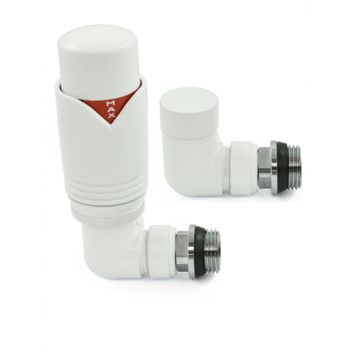 Grosvenor Corner Thermostatic Valve Set - All White - Grosvenor TRV Range