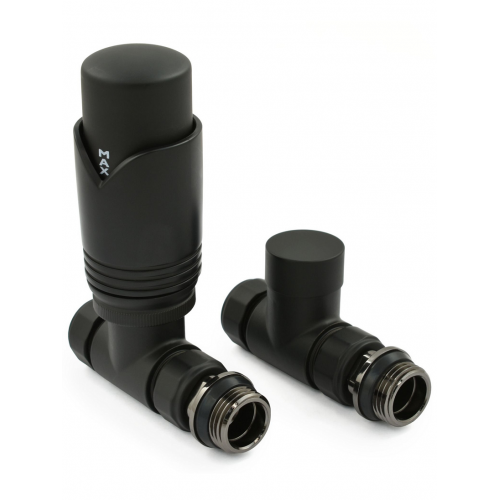 Grosvenor Straight Thermostatic Valve Set - Satin Black - Grosvenor TRV Range