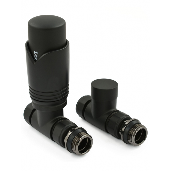 Grosvenor Straight Thermostatic Valve Set - Satin Black