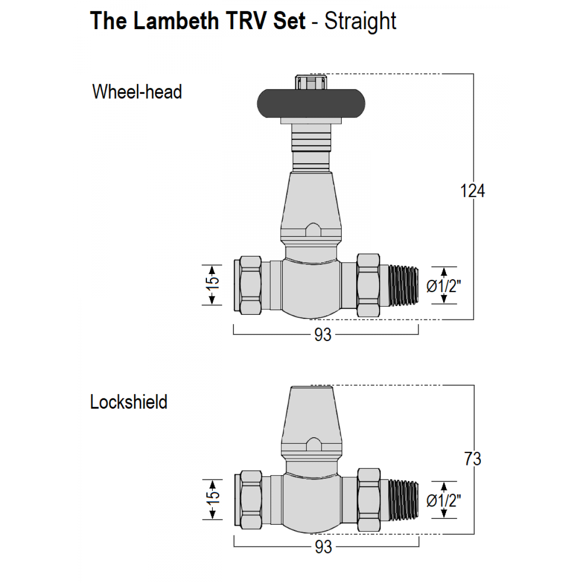 Lambeth Straight TRV Set - Polished Chrome