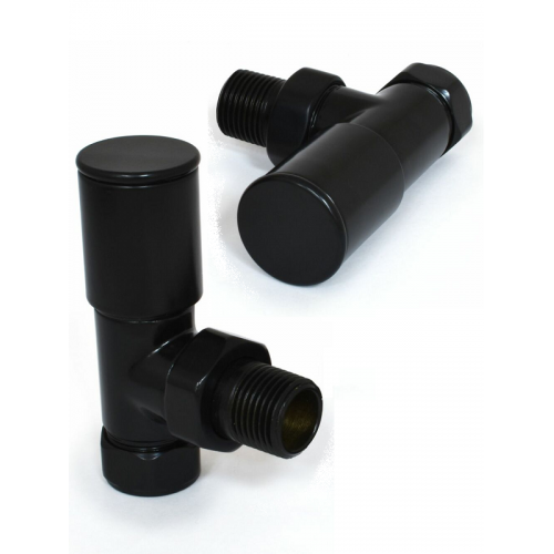 Milan Angled Manual Valve - Jet Black - Modern Manual Radiator Valves