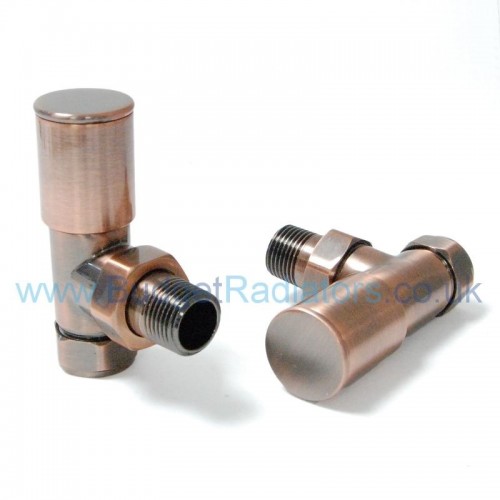 Milan Angled Manual Valve - Antique Copper - Modern Manual Radiator Valves